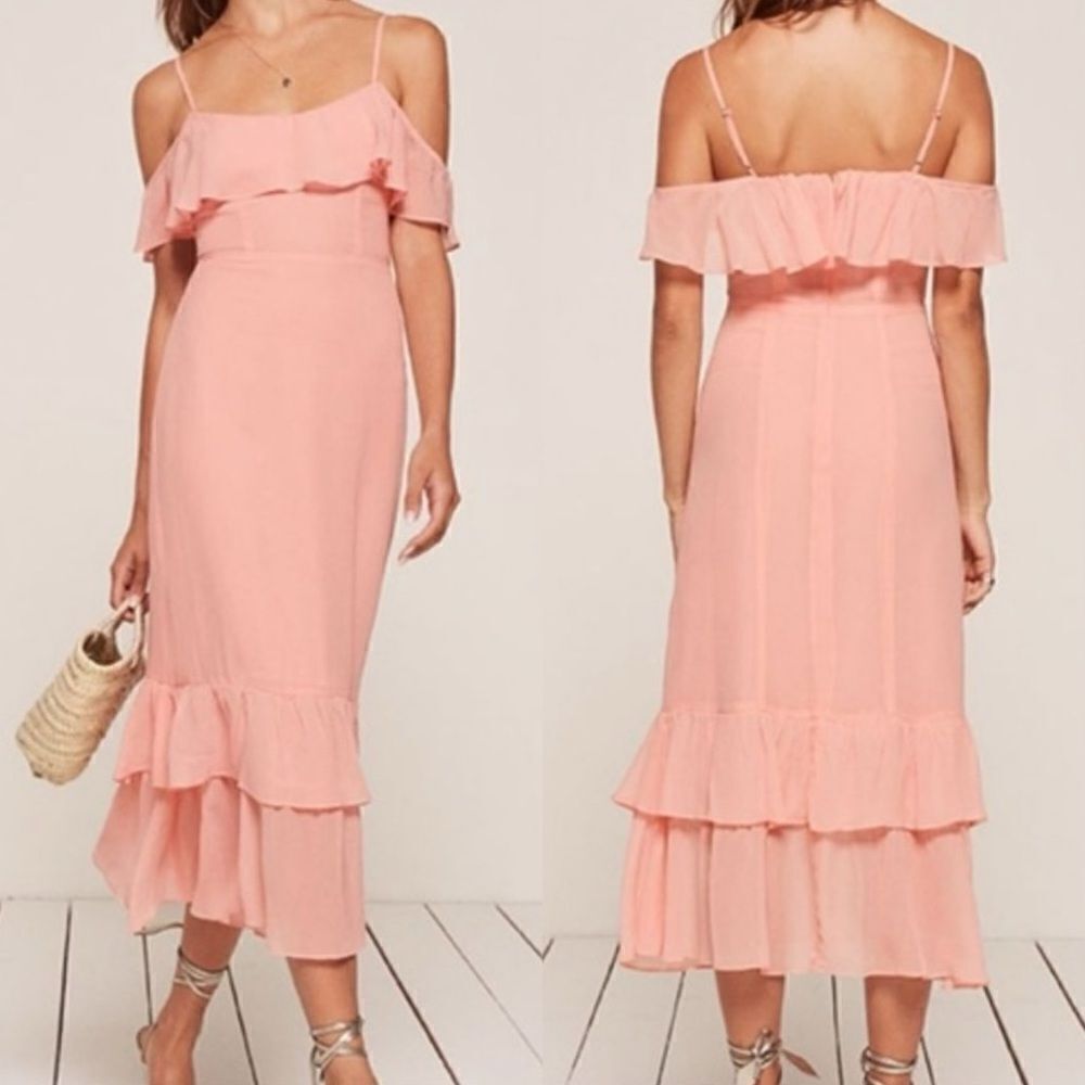Reformation Odessa Midi Pink Dress Blush Size 6